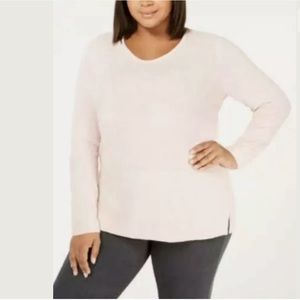 Karen Scott Light Pink Cotton Marled-Knit Tunic